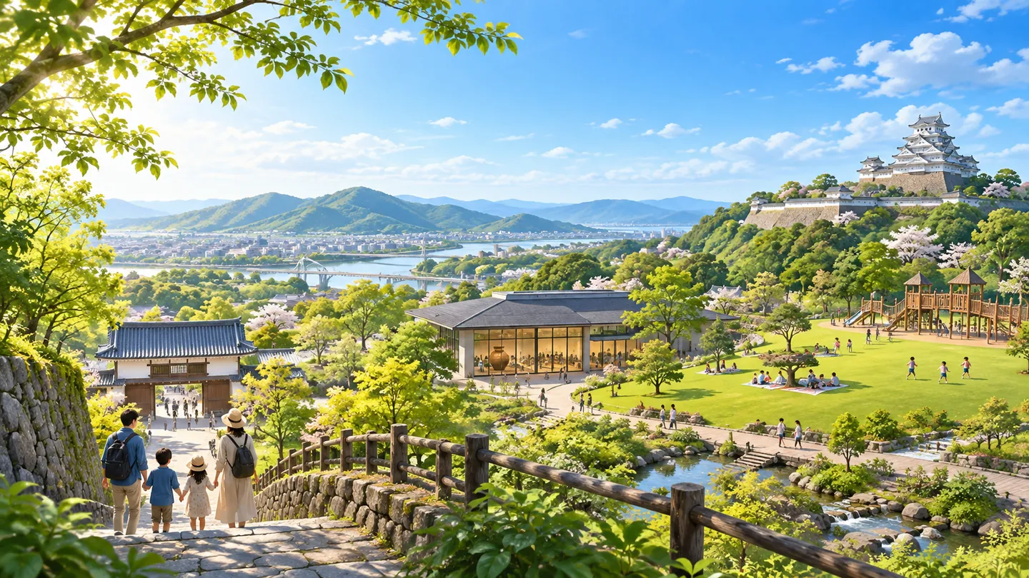 近場のおでかけの雰囲気を表現したAI生成のイメージイラスト（実際の風景ではありません）
